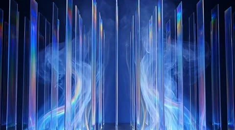 Abstract blue smoke flowing through glass panels Stock Footage 331453295