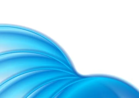 Abstract blue smooth glossy waves blurred elegant background Stock Illustration
