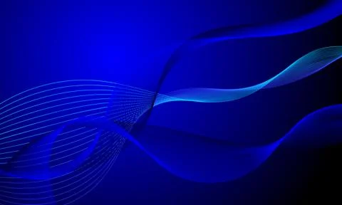 Abstract blue smooth lines wave curves with soft graidient shine light back.. Illustrazione stock