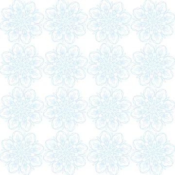 Abstract blue snowflake seamless pattern with mandala ornament Stock Illustration