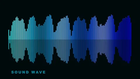 Abstract Blue Sound Wave Audio Visualization on Black Background Stock Footage 335474259