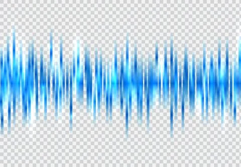 Abstract blue sound wave pattern elements with glowing on tranperency backgro Stock Illustration