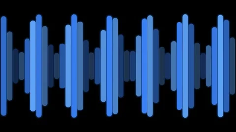Abstract blue sound wave visualization on a solid black background design Video stock 335117154