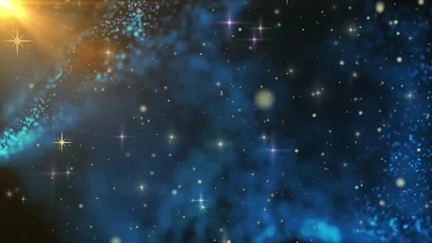 Abstract blue space background with glowing particles and twinkling stars in a Video stock 345854062