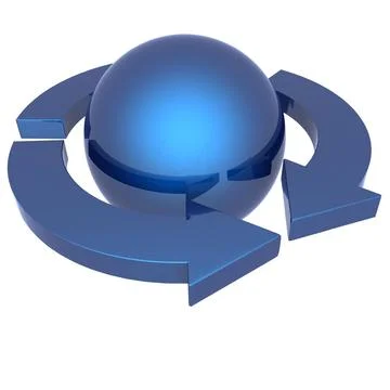 Abstract blue sphere and arrows Abstract blue sphere and arrows on a white... Stock Photos