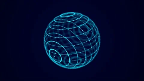 Abstract blue sphere with connecting dots and lines. Wireframe sphere. Stock Footage 203596115