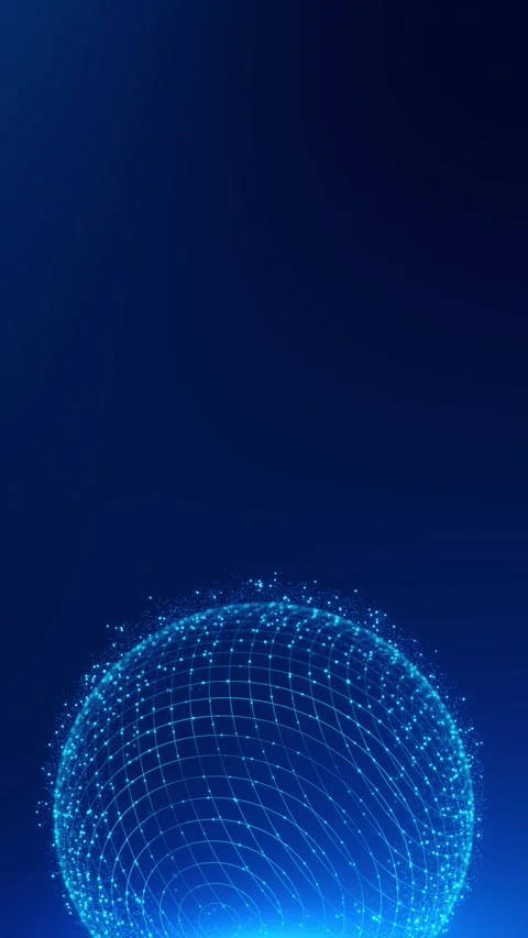Abstract blue sphere connecting dots lines. Wireframe technology sphere. Big dat Stock Footage 341916450