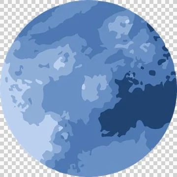 Abstract blue sphere in flat design floating on transparent background, 库存插图