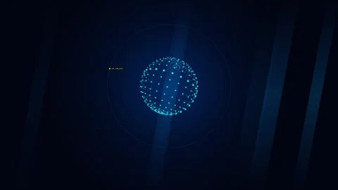 Abstract blue sphere made of glowing digital dots orbiting on dark backgrou.. Stock Footage 341733806