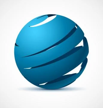 Abstract blue sphere with realistic shadow Stock Illustration
