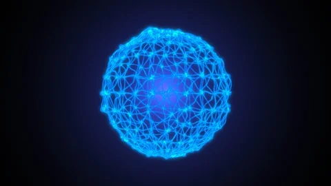 Abstract Blue Sphere Wireframe Triangle Geometric Screensaver Background Stock Footage 100977122