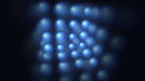 Abstract Blue Spheres Expanding Pulsating on Dark Background Motion Visual Stock Footage 345513090