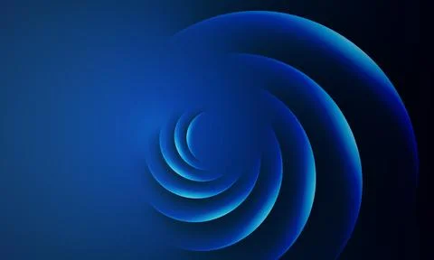Abstract blue spiral background with glowing concentric curves. dynamic spiral. Illustrazione stock