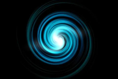 Abstract blue spiral clouds with light effect on black sky background Stock Illustration