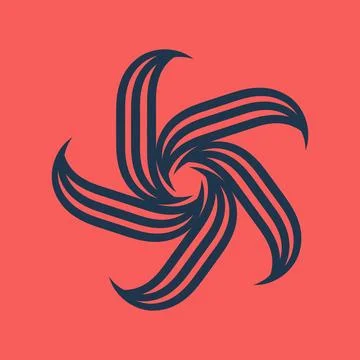 Abstract blue spiral flower vector illustration isolated on red background 스톡 일러스트