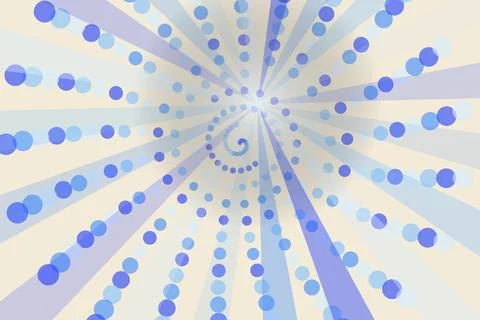 Abstract blue spiral pattern with dots and rays Stock Photos