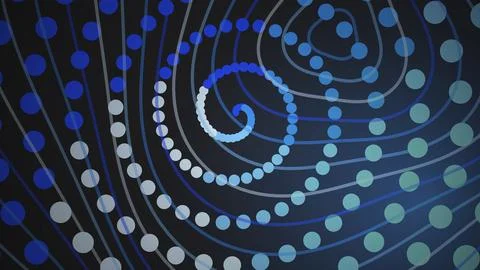 Abstract blue spiral pattern with glowing dots and lines Stock Illustration