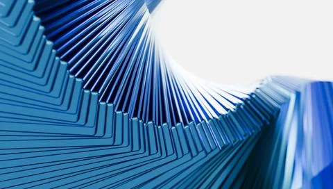 Abstract blue spiral pattern with a white circular space on the upper side... Stock Photos