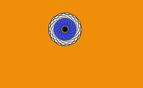 Abstract Blue Spiral Spirograph Design on Orange Background Stock Illustration
