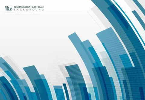 Abstract blue square of geometric pattern design with halftone decoration Illustrazione stock