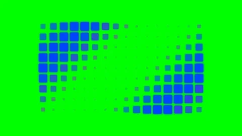 Abstract blue square halftone pattern on a vivid chroma key green background Stock Footage 341839100