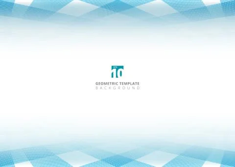 Abstract blue square pattern and halftone dots perspective header footer on w Stock Illustration