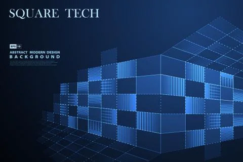 Abstract blue square technology decoration background. Stock Illustration