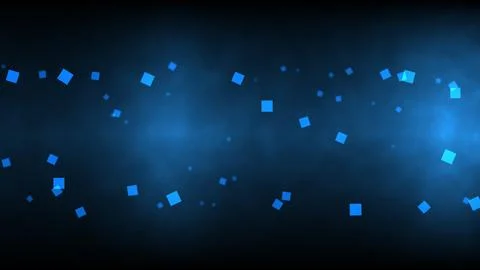 Abstract Blue Squares Floating in Dark Space - Modern Digital Technology Stock Illustration