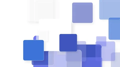 Abstract blue squares gently floating and overlapping in a bright white stu.. Stock Footage 340940497