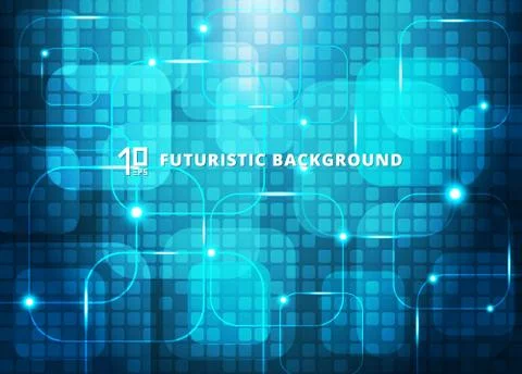 Abstract blue squares virtual technology concept futuristic digital backgroun Stock Illustration