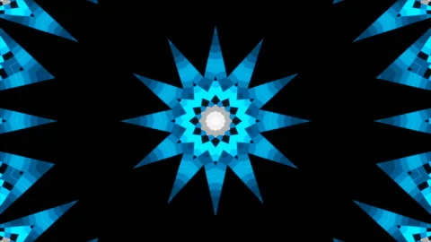 Abstract blue star on black background, loop Stock Footage 145671347