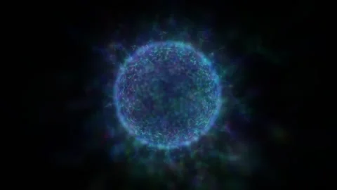 Abstract blue star from neon polygons pulsates on a black background. Bokeh Stock Footage 166015597