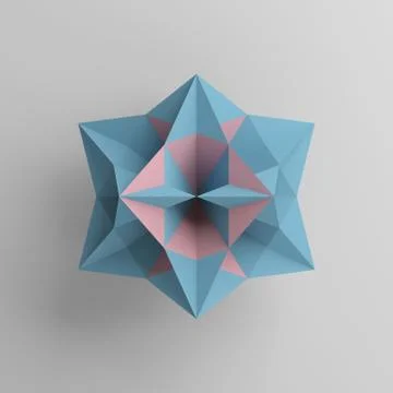 Abstract blue star object with pink polygons Stock Illustration
