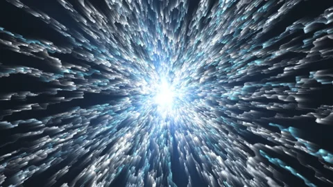 An abstract blue star that radiates waves of energy into space Stock Footage 249462814