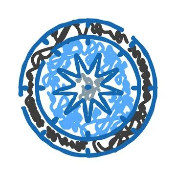 Abstract blue star wheel circle drawing Stock Illustration