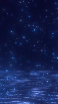 Abstract blue starfield with floating particles, soft bokeh, and glowing di.. Stock Illustration