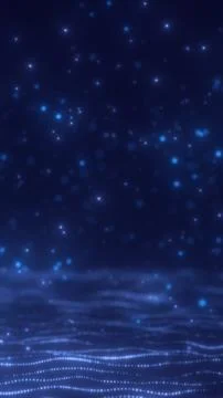 Abstract blue starfield with floating particles, soft bokeh, and glowing di.. Stock Illustration