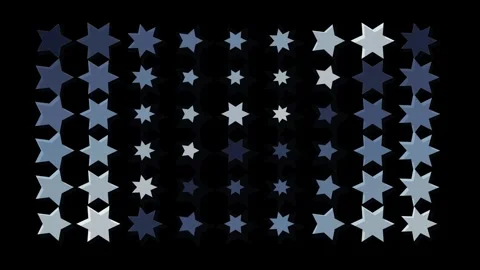 Abstract Blue Stars Pattern Animation with Pulsing Geometric Shapes on Dark.. Stock Footage 347796631