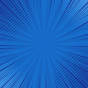 Abstract blue striped retro comic background with halftone corners. Cartoon t 库存插图