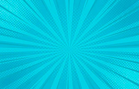 Abstract blue striped retro comic background with halftone corners. Cartoon t Stock Illustration