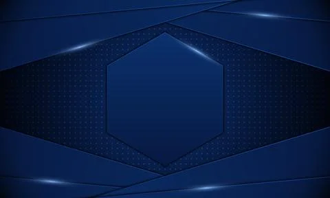 Abstract blue stripes with hexagonal in the middle .banner background. Vector Stock Illustration