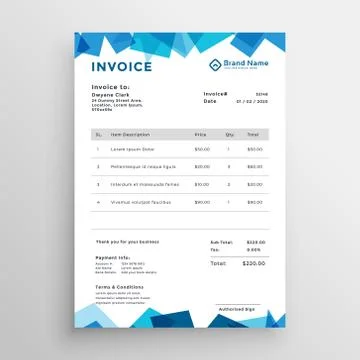 Abstract blue stylish invoice template Stock Illustration