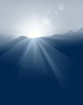 Abstract blue sunset with defocused lights . Vector. Stock Illustration