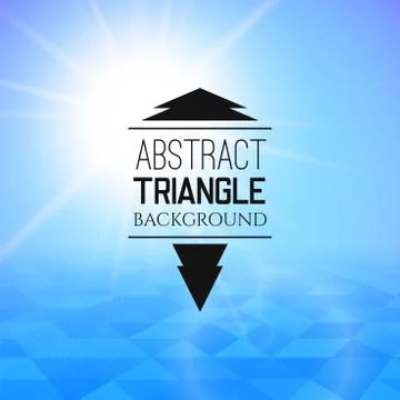 Abstract blue sunset with triangle field, perspetive pattern in sunny fog Stock Illustration