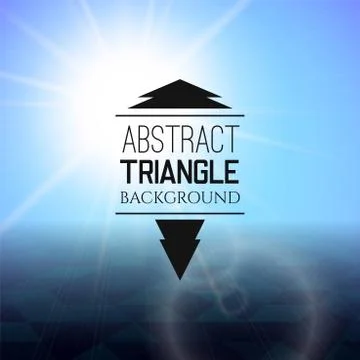 Abstract blue sunset with triangle field, perspetive pattern in sunny fog Illustrazione stock