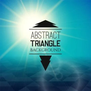 Abstract blue sunset with triangle field, perspetive pattern in sunny fog Stock Illustration