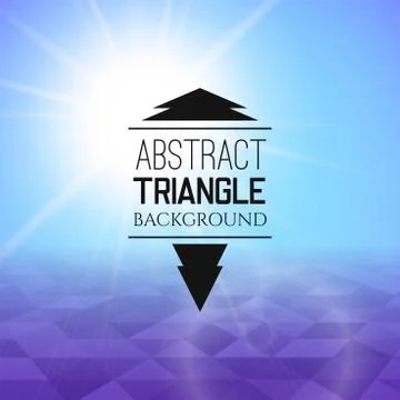 Abstract blue sunset with violet triangle field, perspetive pattern in sunny fog Illustrazione stock