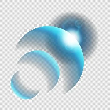 Abstract blue swirling shapes with gradient effect and light glare on white.. Stock Illustration