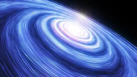 Abstract blue swirling twisted vortex energy cosmic galactic bright glowing.. Stock Illustration
