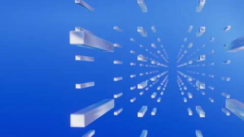 Abstract Blue Tech Background with 3D Geometric Rectangles Vídeos de archivo 327157191